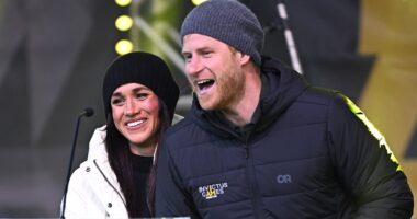 Prince Harry and Meghan sip on beers at Invictus Games welcome party in Whistler before Meghan is caught off guard by her husband joking to the crowd that she will sing on stage