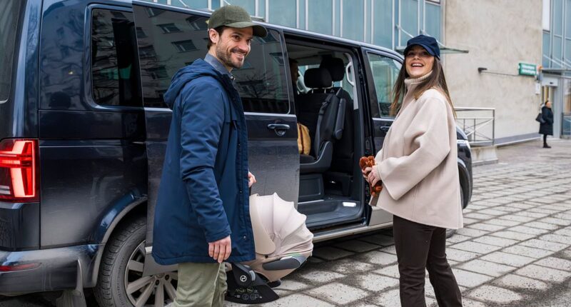 Princess Sofia of Sweden and Prince Carl Philip are snapped smiling as they leave hospital in Stockholm with their new baby girl