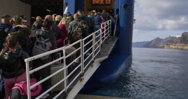 Race to escape earthquake island: Locals flee Santorini as volcanic holiday spot is hit by hundreds of tremors, sparking landslides