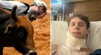 Rodeo rider cheats death when bull's horn slices neck open