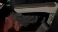 Shocking moment passenger is pinned down by flyers and tied up with shoelaces after SMASHING plane window