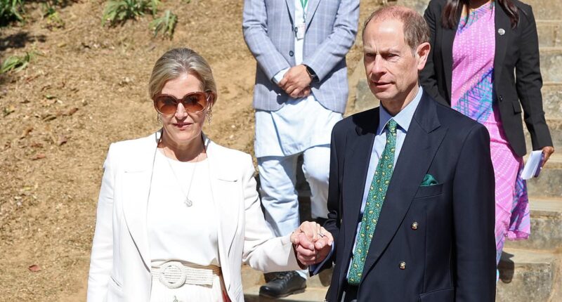 Sophie, Duchess of Edinburgh, is ethereal in white as she holds hands with Prince Edward in Nepal