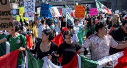 Thousands block traffic on LA freeway during Grammys ceremony in massive protest against Trump and migrant crackdown