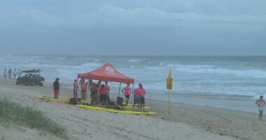 A young surf lifesaving trainee has been rushed to hospital after nearly drowning during a routine exercise on a Gold Coast beach.