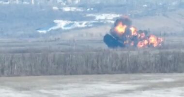 Watch moment Putin’s £11m Su-25 fighter jet is shot out of the sky before plummeting to ground in fireball explosion