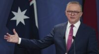 Australian Prime Minister Anthony Albanese gestures during a press conference in Sydney, Australia, Thursday, Dec. 12, 2024.