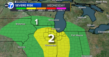 Chicago, Illinois severe weather outlook tomorrow includes threat of strong thunderstorms, snow to follow