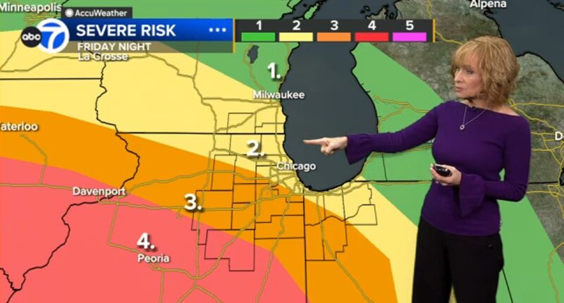 Chicago, Illinois weather forecast includes severe storms forecast to bring strong winds to area Friday