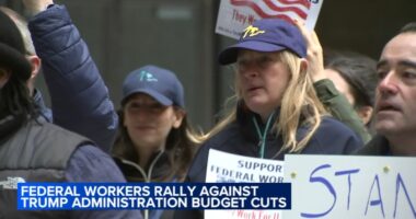 Chicago protest: Federal workers rally outside Kluczynski Federal Building in Loop, protesting DOGE job cuts