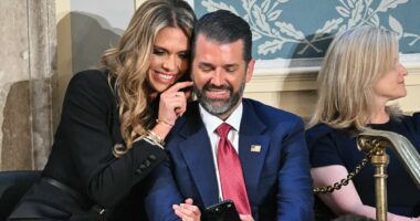 Don Jr. gets cozy with gal pal Bettina Anderson during Trump's address to Congress