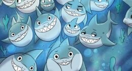 Everyone can see the grinning sharks but you need 20/20 vision to spot the fish in under 7 seconds