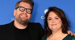 Gavin And Stacey stars James Corden and Ruth Jones looks worlds away from Smithy and Nessa as they enjoy Royal Society Television Awards reunion after receiving top nomination