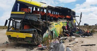 Horror as at least 37 killed and dozens injured after two buses crash head-on as cops launch probe into deadly smash