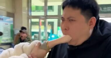 Humiliating moment husband gets wife’s hand JAMMED In his mouth with lock jaw and has to be rushed to hospital