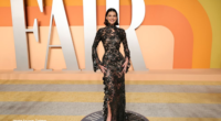 Kendall Jenner Stuns in Vintage Mugler Lace Gown at Oscars Party