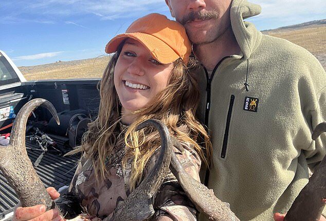 Samantha Strable and her Aussie boyfriend Louis Sixt pictured on a hunting expedition prior to fleeing Australia