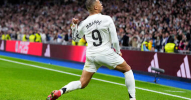 Mbappé and Vinícius score as Real Madrid beats Rayo to join Barcelona at the top of Spanish league