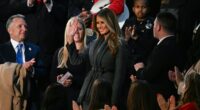 Melania stuns in gray as she supports Trump during his big political night