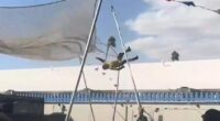 Moment human cannonball stuntman is seriously injured at fair after bouncing off safety net and slamming into the ground