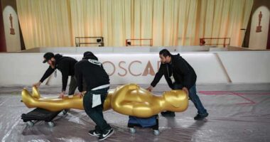 Oscar presenters Emma Stone, Andrew Garfield, Whoopi Goldberg rehearse before the show