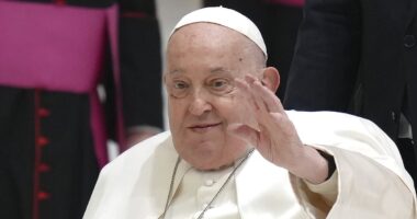 Pope to be discharged from hospital on Sunday after 88-year-old pontiff spent weeks battling pneumonia - as Vatican warns he will still needs two months of rest to recover