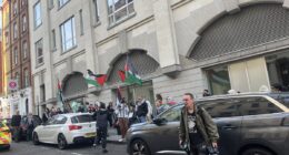 Pro-Palestine supporters hold rally for barefoot Big Ben protester who clung to London landmark for 16 hours