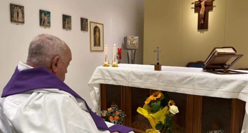 Sickly Pope Francis seen for first time after suffering breathing crisis & placed on ventilator in hospital battle