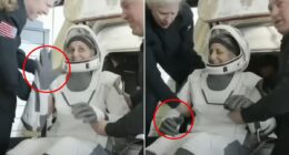 Subtle clue as astronaut was stretchered away that something was wrong with her health