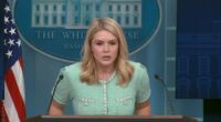 Tense moment Karoline Leavitt calls out 'woman in the purple' for making a face during White House press conference