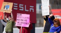 Tesla vehicles, charging stations targeted as protesters denounce DOGE, Elon Musk