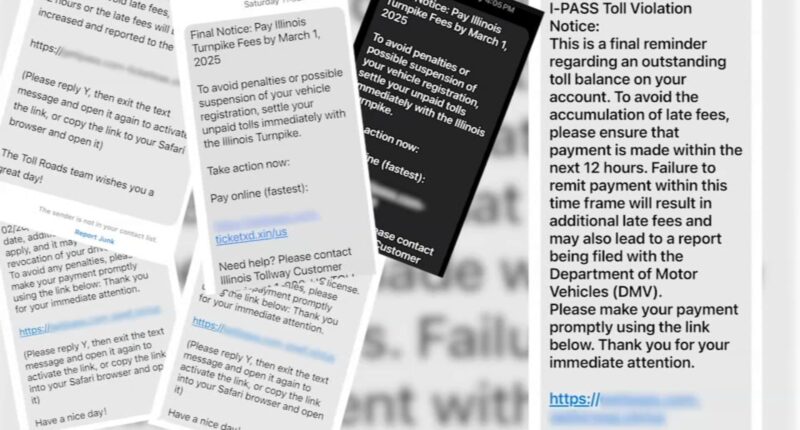 Tollway scam texts flooding phones across US, especially in Chicago, Illinois, area, affecting I-PASS users