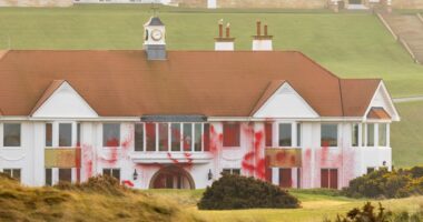 Trump’s iconic Turnberry golf course is wrecked by pro-Palestine protesters after he unveiled shock ‘Gaza Riveria’ plans