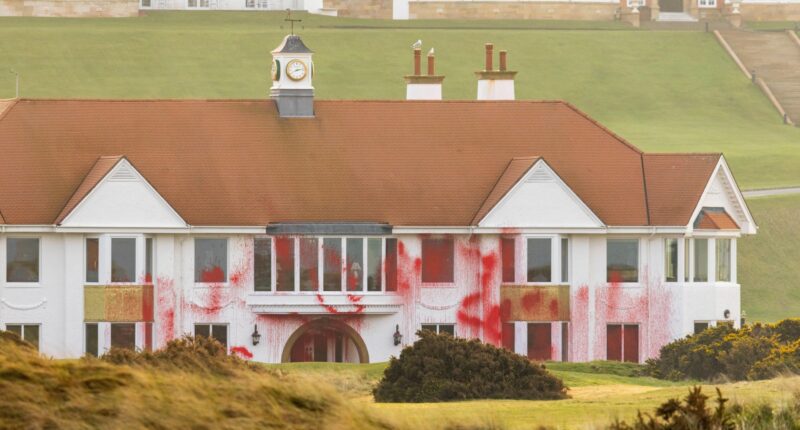 Trump’s iconic Turnberry golf course is wrecked by pro-Palestine protesters after he unveiled shock ‘Gaza Riveria’ plans