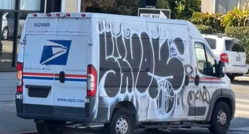 USPS customers rage over ’embarrassing’ mail trucks as carriers are forced to drive ‘tagged up’ vans for over YEAR