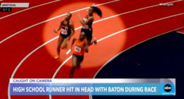 Virginia high school runner hit in head with baton during race