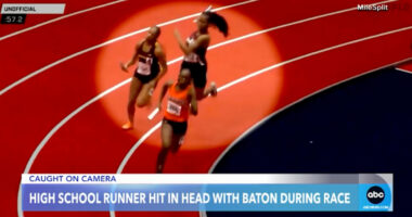 Virginia high school runner hit in head with baton during race