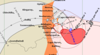 Tropical Cyclone Alfred forecast track map as of Friday afternoon.