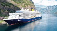Sea legs a go-go: Joy Howe, from Malvern, has spent the equivalent of eight years at sea - after first deciding to go on a cruise holiday following the death of her husband Michael nearly 30 years ago (Pictured: Saga Cruises' Spirit of Adventure liner)