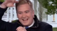 Moment bird lands on Fox News reporter’s head in middle of live TV report as he yells ‘what’s going on!’