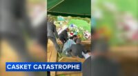 Pallbearers plunge into burial hole at North Philadelphia, Pennsylvania cemetery | Video