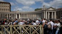 The long goodbye: 20,000 people form EIGHT-HOUR queues to see Pope Francis's body and pay last respect as he is placed on display for three days