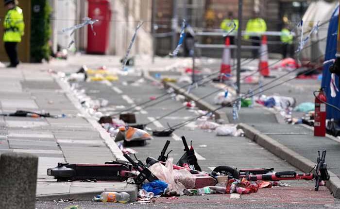 4 Liverpool fans seriously hurt when car plowed into a crowd. The suspect acted alone, police say