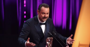 All the moments you DIDN'T see at the BAFTA TV Awards: Danny Dyer's expletive-laden speech is cut from BBC broadcast while host Alan Cumming suffers hilarious onstage gaffe as Mr Bates vs The Post Office and Gavin & Stacey lead winners