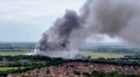Bicester fire: Multiple explosions heard as blaze rips through former RAF base - with smoke seen for miles