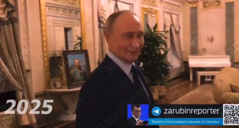 Bizarre moment Putin gives tour of luxurious Kremlin apartment… it comes with gilded walls, chandeliers & grand piano