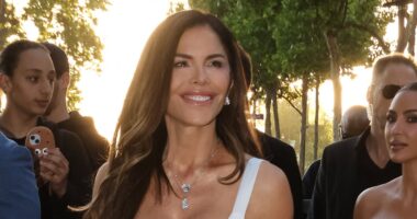 Bride-to-be Lauren Sanchez looks incredible in white as she and A-list pals Kim Kardashian and Katy Perry enjoy cruise on the Seine on day two of her Paris bachelorette party