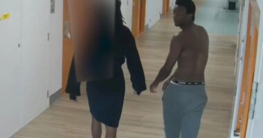 Chilling moment prisoners smirk before battering sex offender to death in cell in 37-sec attack – then calmly walk away