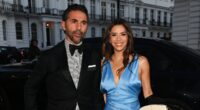 Eva Longoria wows in a plunging blue satin gown as she joins husband José Bastón, the Ramsays and Hollywood special guest Tom Cruise at David Beckham's star-studded 50th birthday bash at plush London venue