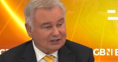 GB News hosts pay tribute to Eamonn Holmes, 65, after he fell off his chair live on TV and hurt his back just two weeks after being rushed to hospital