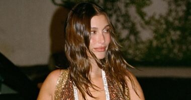 Hailey Bieber nearly spills out of low-cut dress before flashing backside in bikini on wild Miami trip without Justin Bieber